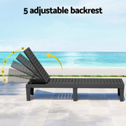 Gardeon Sun Lounge Adjustable Recliner Patio Outdoor Furniture Lightweight Black