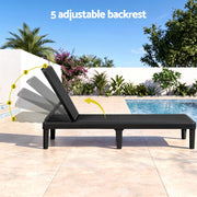 Gardeon Sun Lounge Adjustable Lounger Patio Outdoor Furniture Lightweight Black