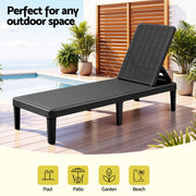 Gardeon Sun Lounge Adjustable Lounger Patio Outdoor Furniture Lightweight Black