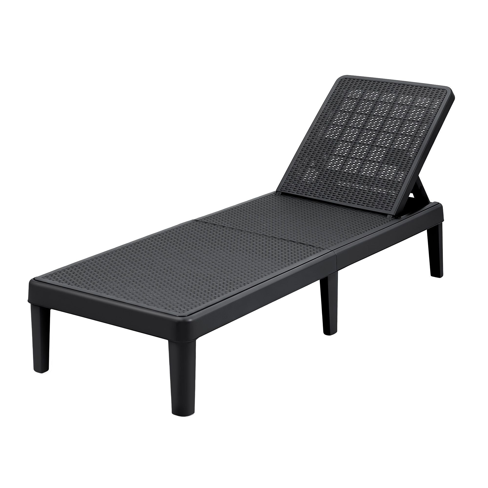 Gardeon Sun Lounge Adjustable Lounger Patio Outdoor Furniture Lightweight Black