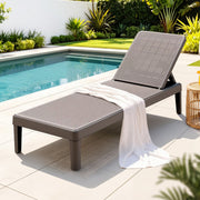 Gardeon Sun Lounge Adjustable Lounger Patio Outdoor Furniture Lightweight Brown
