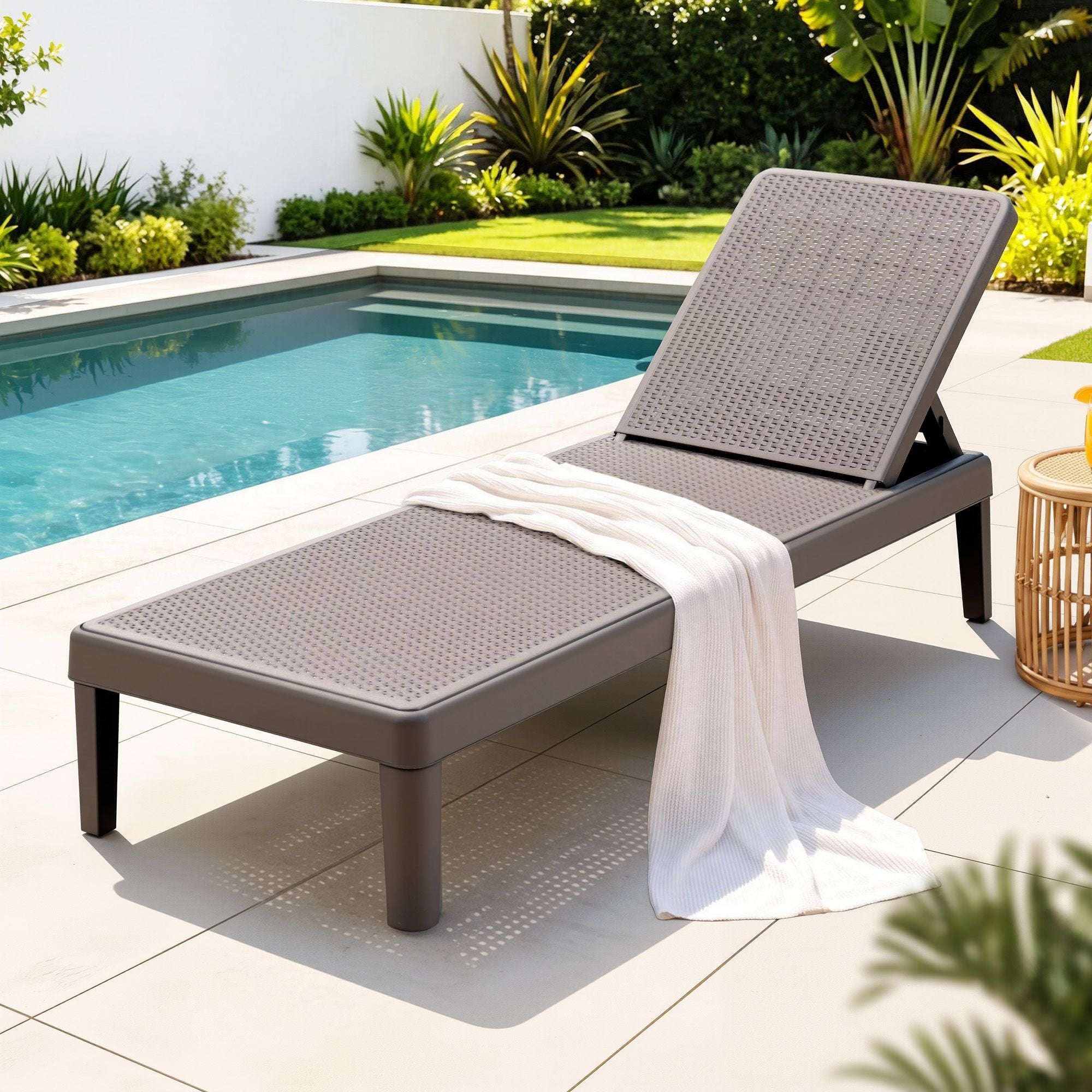 Gardeon Sun Lounge Adjustable Lounger Patio Outdoor Furniture Lightweight Brown