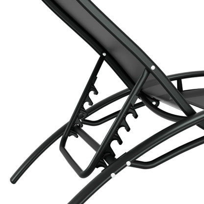 Gardeon 3PC Sun Lounge Outdoor Lounger Steel Table Chairs Patio Furniture Garden FF-LOUNGE-SL-3PCS-BK