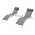 Gardeon 3PC Sun Lounge Outdoor Lounger Table Chairs Steel Patio Furniture Garden FF-LOUNGE-SL-3PCS-WH
