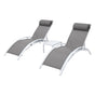 Gardeon 3PC Sun Lounge Outdoor Lounger Table Chairs Steel Patio Furniture Garden FF-LOUNGE-SL-3PCS-WH