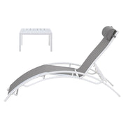 Gardeon 3PC Sun Lounge Outdoor Lounger Table Chairs Steel Patio Furniture Garden FF-LOUNGE-SL-3PCS-WH