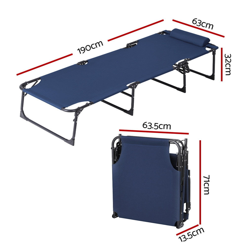 Gardeon Sun Lounger Folding Lounge Beach Chair Patio Outdoor Furniture FF-LOUNGE-STFA-BU