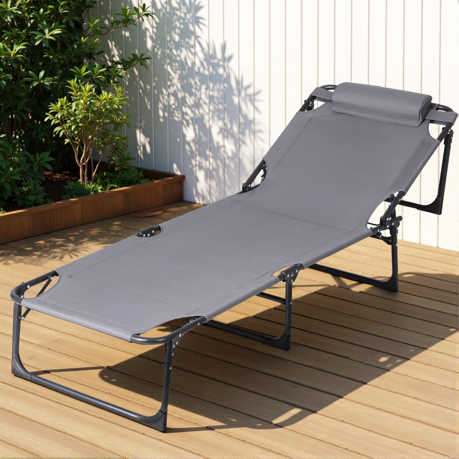 Gardeon Sun Lounger Folding Lounge Beach Chair Patio Outdoor Furniture FF-LOUNGE-STFA-GE