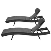 Gardeon 2PC Sun Lounge Wicker Lounger Outdoor Furniture Beach Chair Garden Adjustable Black