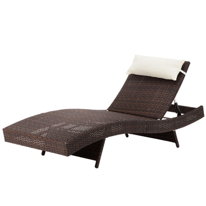 Gardeon Sun Lounge Wicker Lounger Outdoor Furniture Beach Chair Garden Adjustable Brown FF-LOUNGE-WA-BR
