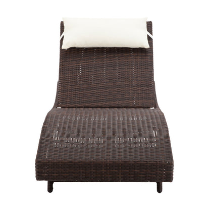 Gardeon Sun Lounge Wicker Lounger Outdoor Furniture Beach Chair Garden Adjustable Brown FF-LOUNGE-WA-BR