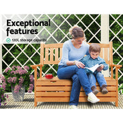 Gardeon Outdoor Storage Bench Box Wooden Garden Chair 2 Seat Timber Furniture FF-OSC-GD