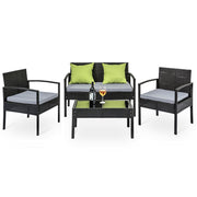 Gardeon Outdoor Sofa Set Wicker Lounge Setting Table and Chairs Patio Furniture FF-SAIPAN-BK