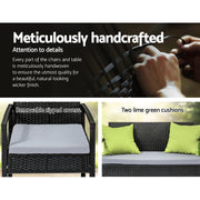 Gardeon Outdoor Sofa Set Wicker Lounge Setting Table and Chairs Patio Furniture FF-SAIPAN-BK