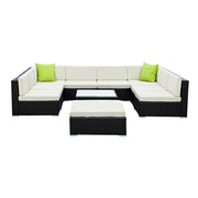 Gardeon 10-Piece Outdoor Sofa Set Wicker Couch Lounge Setting Cover FF-SOFA-BK-10PC-ABCE