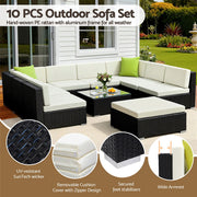 Gardeon 10-Piece Outdoor Sofa Set Wicker Couch Lounge Setting Cover FF-SOFA-BK-10PC-ABCE