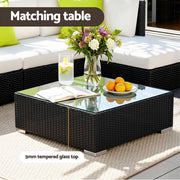 Gardeon 10-Piece Outdoor Sofa Set Wicker Couch Lounge Setting Cover FF-SOFA-BK-10PC-ABCE