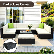Gardeon 10-Piece Outdoor Sofa Set Wicker Couch Lounge Setting Cover FF-SOFA-BK-10PC-ABCE