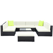 Gardeon 10-Piece Outdoor Sofa Set Wicker Couch Lounge Setting 9 Seater FF-SOFA-BK-10PC-ABCE-N