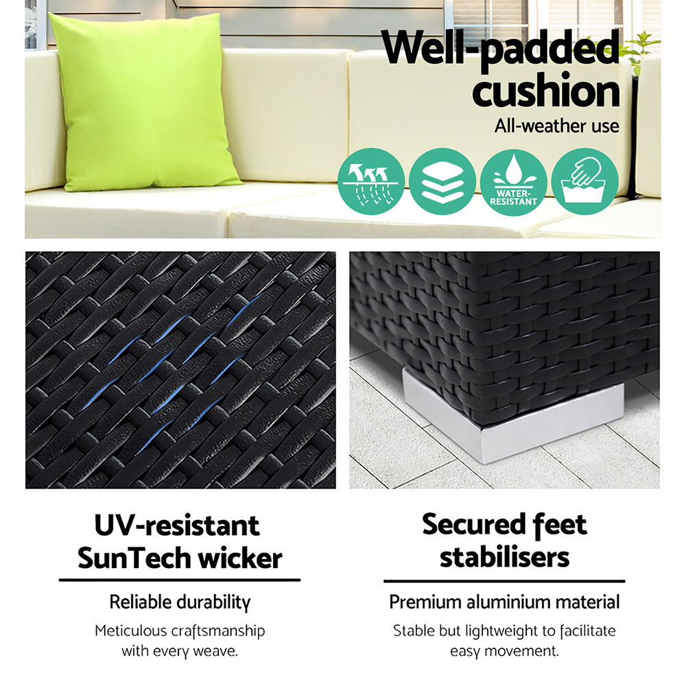 Gardeon 12PC Sofa Set with Storage Cover Outdoor Furniture Wicker FF-SOFA-BK-12PC-ABCDE