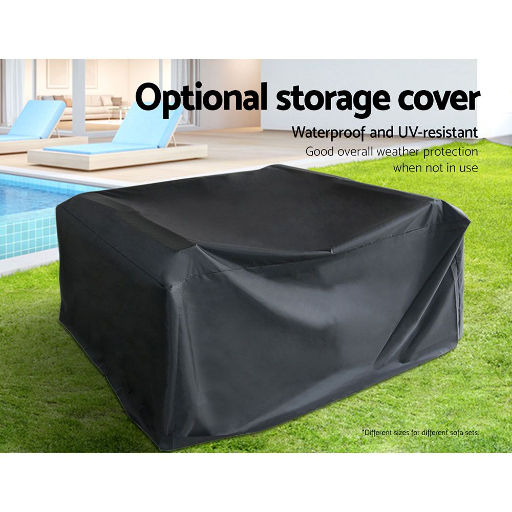 Gardeon 12PC Sofa Set with Storage Cover Outdoor Furniture Wicker FF-SOFA-BK-12PC-ABCDE