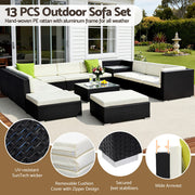 Gardeon 13-Piece Outdoor Sofa Set Wicker Couch Lounge Setting Cover FF-SOFA-BK-13PC-ABDEE
