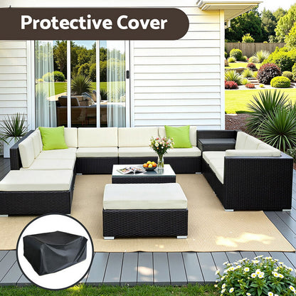 Gardeon 13-Piece Outdoor Sofa Set Wicker Couch Lounge Setting Cover FF-SOFA-BK-13PC-ABDEE