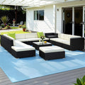 Gardeon 13-Piece Outdoor Sofa Set Wicker Couch Lounge Setting Cover FF-SOFA-BK-13PC-ABDEE