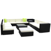 Gardeon 13-Piece Outdoor Sofa Set Wicker Couch Lounge Setting 11 Seater FF-SOFA-BK-13PC-ABDEE-N