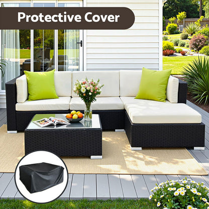 Gardeon 5-Piece Outdoor Sofa Set Wicker Couch Lounge Setting Cover FF-SOFA-BK-5PC-AB