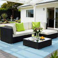 Gardeon 5-Piece Outdoor Sofa Set Wicker Couch Lounge Setting Cover FF-SOFA-BK-5PC-AB