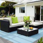 Gardeon 5-Piece Outdoor Sofa Set Wicker Couch Lounge Setting Cover FF-SOFA-BK-5PC-AB