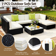 Gardeon 7-Piece Outdoor Sofa Set Wicker Couch Lounge Setting Cover FF-SOFA-BK-7PC-ABC