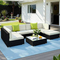 Gardeon 7-Piece Outdoor Sofa Set Wicker Couch Lounge Setting Cover FF-SOFA-BK-7PC-ABC