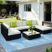 Gardeon 7-Piece Outdoor Sofa Set Wicker Couch Lounge Setting Cover FF-SOFA-BK-7PC-ABC