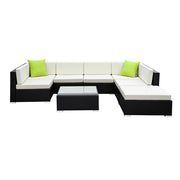 Gardeon 8-Piece Outdoor Sofa Set Wicker Couch Lounge Setting Cover FF-SOFA-BK-8PC-ABE
