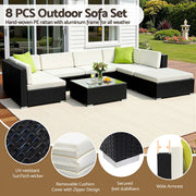 Gardeon 8-Piece Outdoor Sofa Set Wicker Couch Lounge Setting Cover FF-SOFA-BK-8PC-ABE
