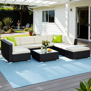 Gardeon 8-Piece Outdoor Sofa Set Wicker Couch Lounge Setting Cover FF-SOFA-BK-8PC-ABE