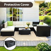 Gardeon 9-Piece Outdoor Sofa Set Wicker Couch Lounge Setting Cover FF-SOFA-BK-9PC-ABCD