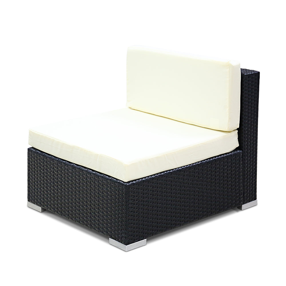 2PC Gardeon Outdoor Furniture Sofa Set Wicker Rattan Garden Lounge Chair Setting FF-SOFA-BK-C