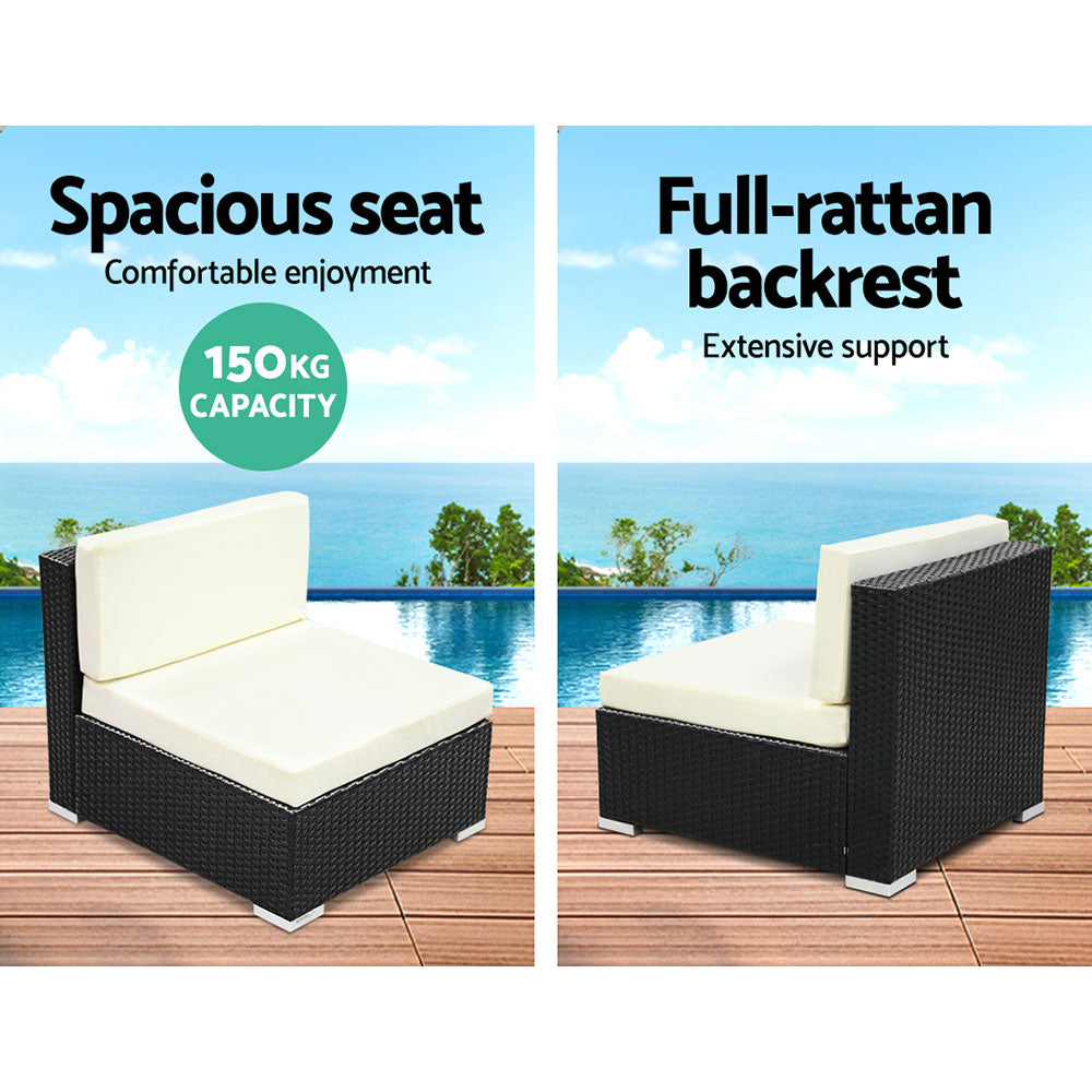 2PC Gardeon Outdoor Furniture Sofa Set Wicker Rattan Garden Lounge Chair Setting FF-SOFA-BK-C