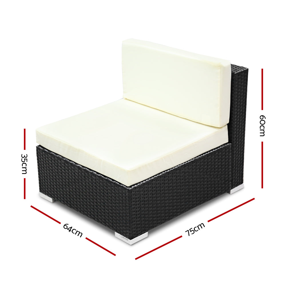 3PC Gardeon Outdoor Furniture Sofa Set Wicker Rattan Garden Lounge Chair Setting FF-SOFA-BK-E