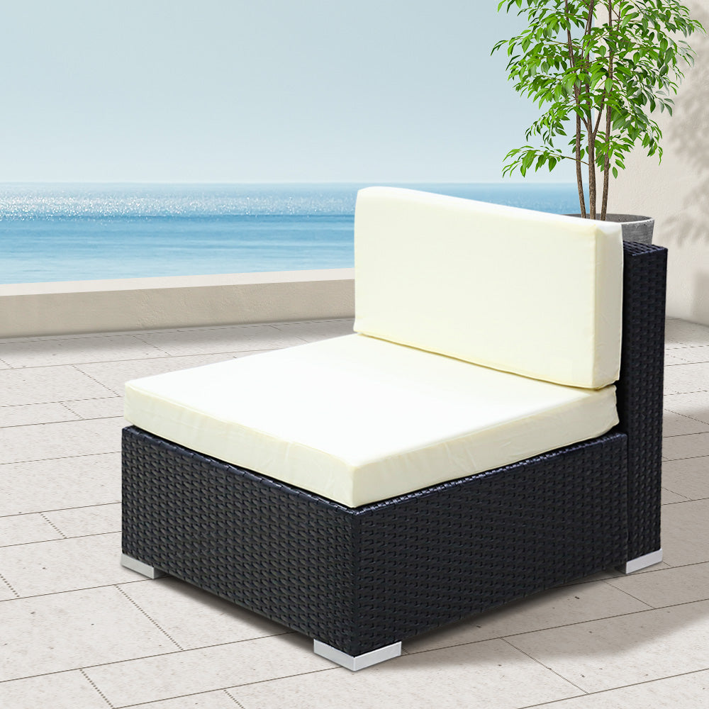 3PC Gardeon Outdoor Furniture Sofa Set Wicker Rattan Garden Lounge Chair Setting FF-SOFA-BK-E