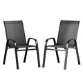 Gardeon 2PC Outdoor Dining Chairs Stackable Lounge Chair Patio Furniture Black FF-STA-CHAIR-BK-X2
