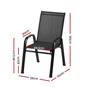 Gardeon 2PC Outdoor Dining Chairs Stackable Lounge Chair Patio Furniture Black FF-STA-CHAIR-BK-X2