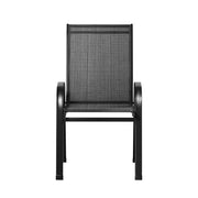 Gardeon 2PC Outdoor Dining Chairs Stackable Lounge Chair Patio Furniture Black FF-STA-CHAIR-BK-X2