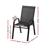 Gardeon 4PC Outdoor Dining Chairs Stackable Lounge Chair Patio Furniture Black FF-STA-CHAIR-BK-X4