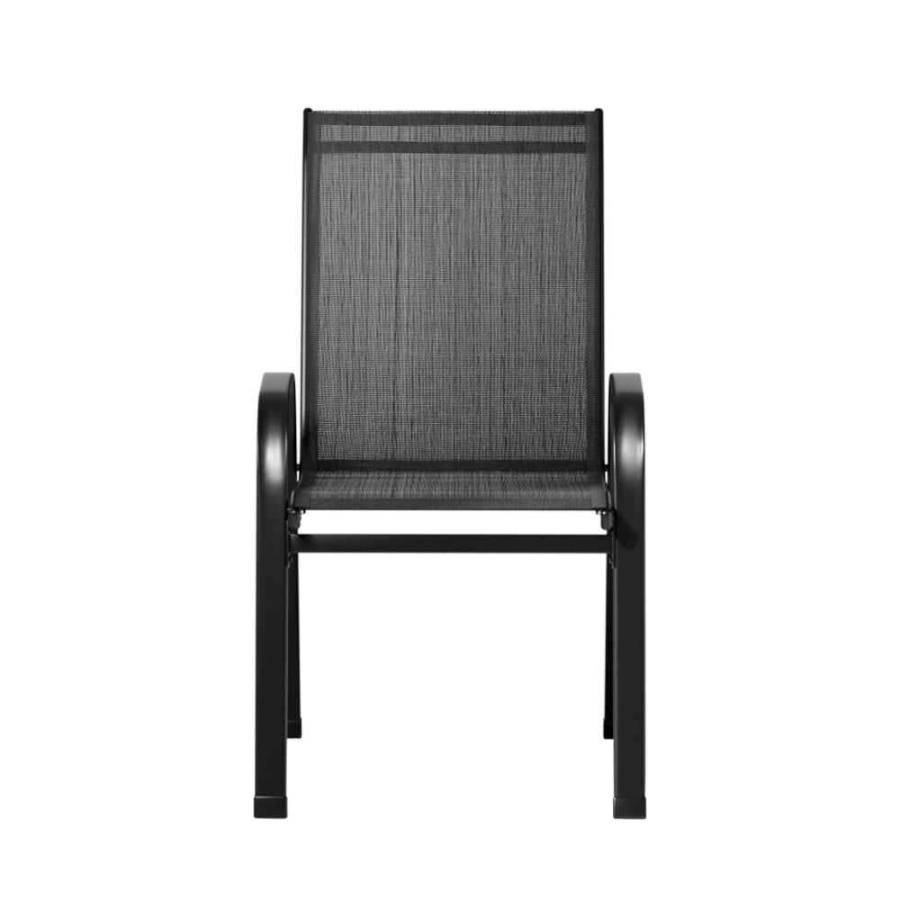 Gardeon 4PC Outdoor Dining Chairs Stackable Lounge Chair Patio Furniture Black FF-STA-CHAIR-BK-X4