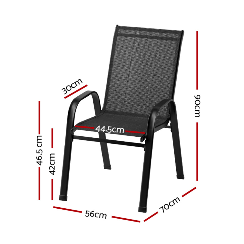 Gardeon 6PC Outdoor Dining Chairs Stackable Lounge Chair Patio Furniture Black FF-STA-CHAIR-BK-X6