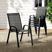 Gardeon 6PC Outdoor Dining Chairs Stackable Lounge Chair Patio Furniture Black FF-STA-CHAIR-BK-X6